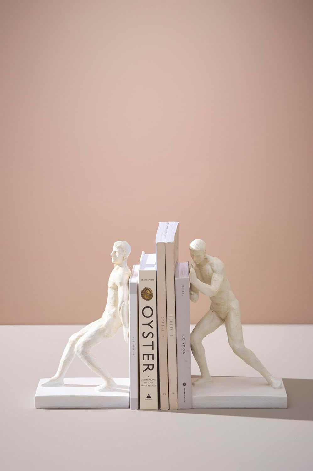 Jotex Push Bücherstütze, stilvolle und Starke dekorative Buchstütze aus Polyresin (2er Set) - Weiss,