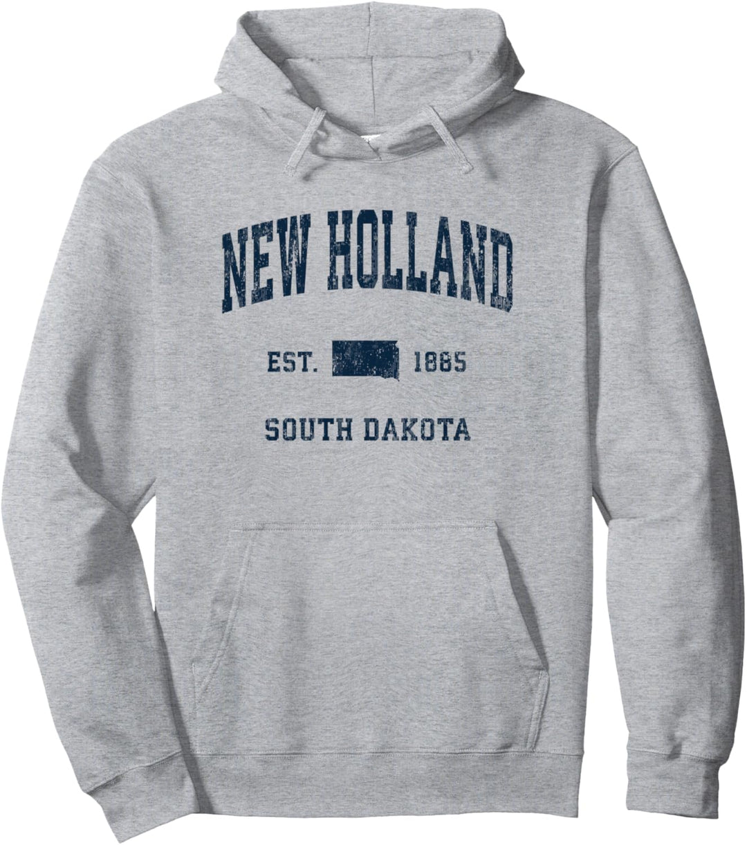 New Holland South Dakota SD Sportlicher Schreibtisch im Vintage-Stil, marineblau Pullover Hoodie