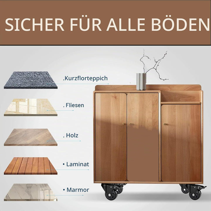 RRIUTO 4 Lenkrollen mit Bremse, 75 mm Transportrollen mit Bremse Strandkorbrollen Möbelrollen für Mö