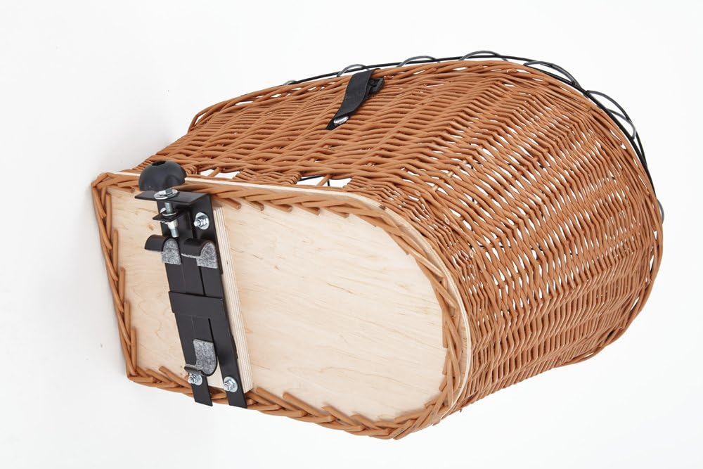 Tigana Hundefahrradkorb für Gepäckträger aus Weide Natur 60 x 39 cm Gitter Tierkorb Hinterradkorb Hu