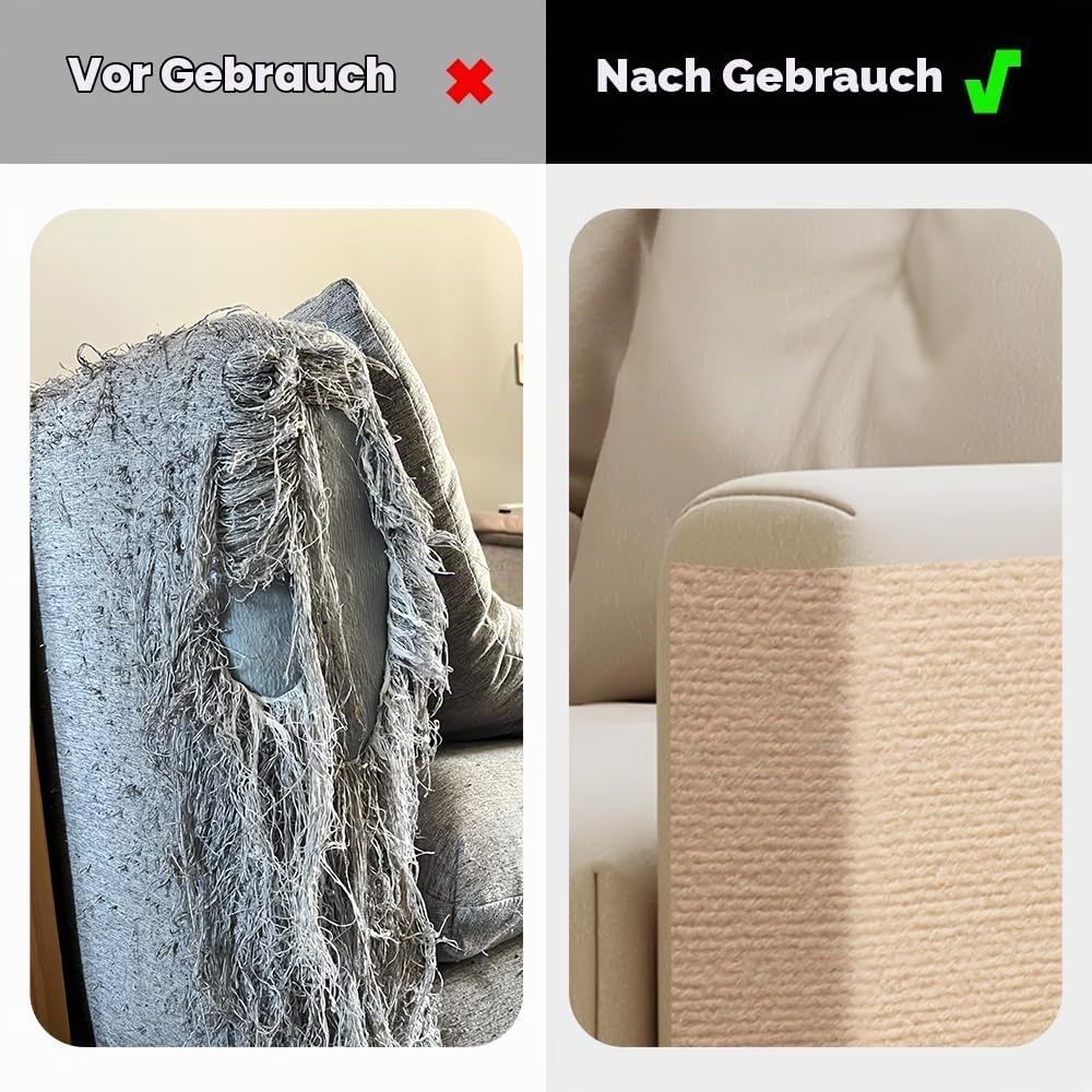 Kratzmatte Selbstklebend 300cmx40cm - Katzenkratzmatten für Wand, Kratzteppich, Katzenteppich (Khaki