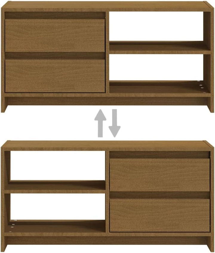 homiuse TV-Schrank TV Lowboard Honigbraun 80x31x39 cm Massivholz Kiefer TV Board Fernsehschrank Fern