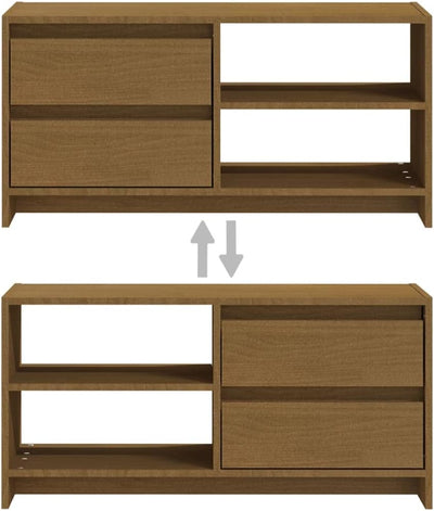 homiuse TV-Schrank TV Lowboard Honigbraun 80x31x39 cm Massivholz Kiefer TV Board Fernsehschrank Fern