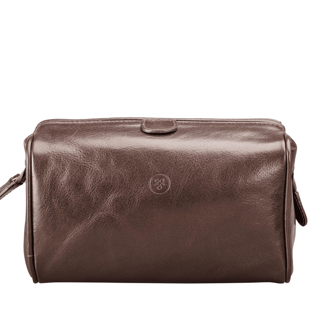 Maxwell-Scott Luxus Leder Kulturbeutel (DunoM), Dunkelbraun, medium, Dunkelbraun
