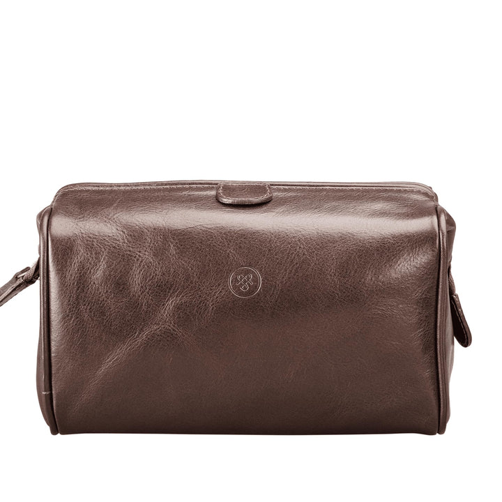 Maxwell-Scott Luxus Leder Kulturbeutel (DunoM), Dunkelbraun, medium, Dunkelbraun