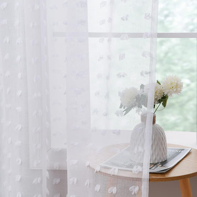 Joywell Gardinen Wohnzimmer Vorhang Stores Gardineschals Voile Pompons Fertigvorhang halbtransparent