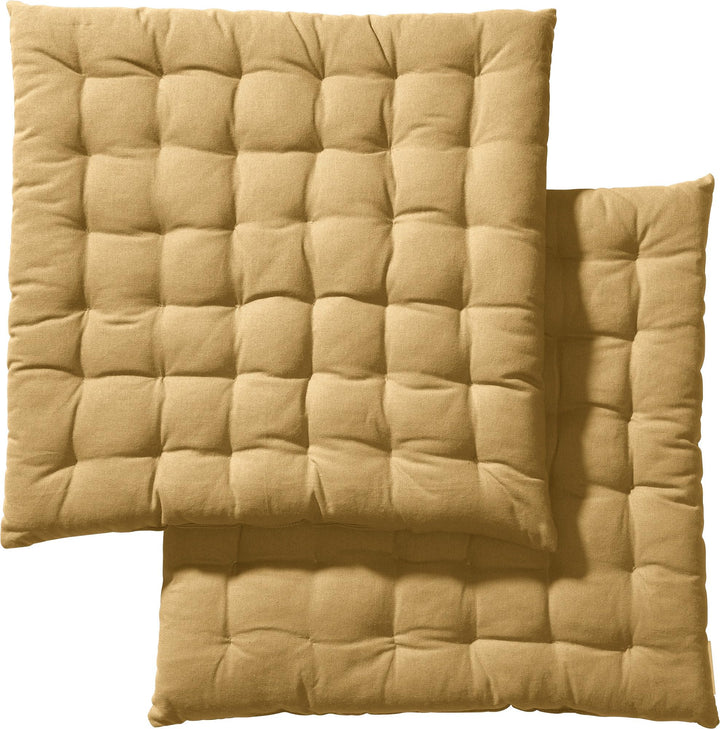 REDBEST Stuhlkissen, Stuhlauflage, Sitzkissen Uni 2er-Pack beige, Grösse 40x40x3 cm - gesteppt, mit