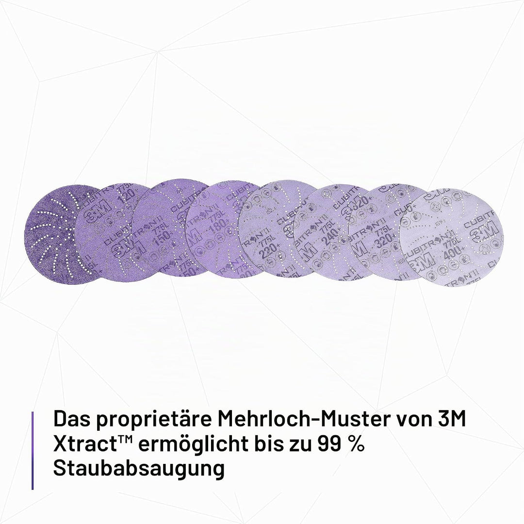3M Xtract Cubitron, Filmscheibe 775L, 127 mm, 320+, Sauberer Sand, 50 Scheiben pro Packung, 127 mm