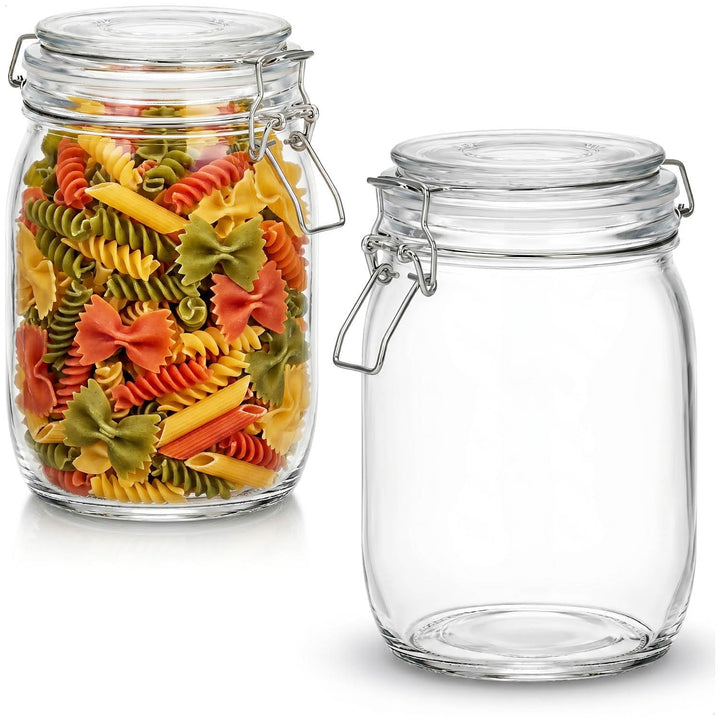 COM-FOUR® 2x Einmachglas mit Bügelverschluss - Vorratsgläser mit Gummiring - Vorratsglas luftdicht -