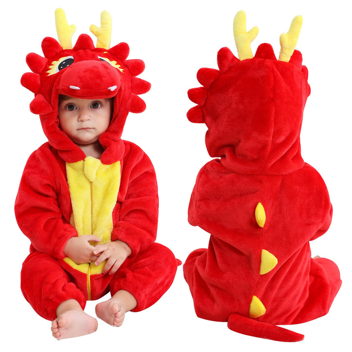 Unisex Winter-Overall mit Kapuze für Babys 2-36 Monate 2-5 Monate Drache, 2-5 Monate Drache