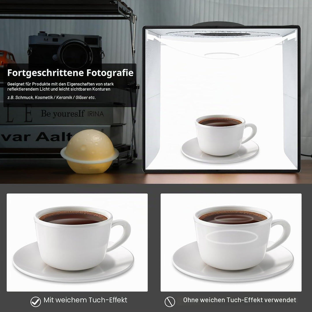 PULUZ Fotostudio Lichtbox 25cm Lichtzelte Fotografie klein Light Box Tragbare Faltbare Desktop Schie