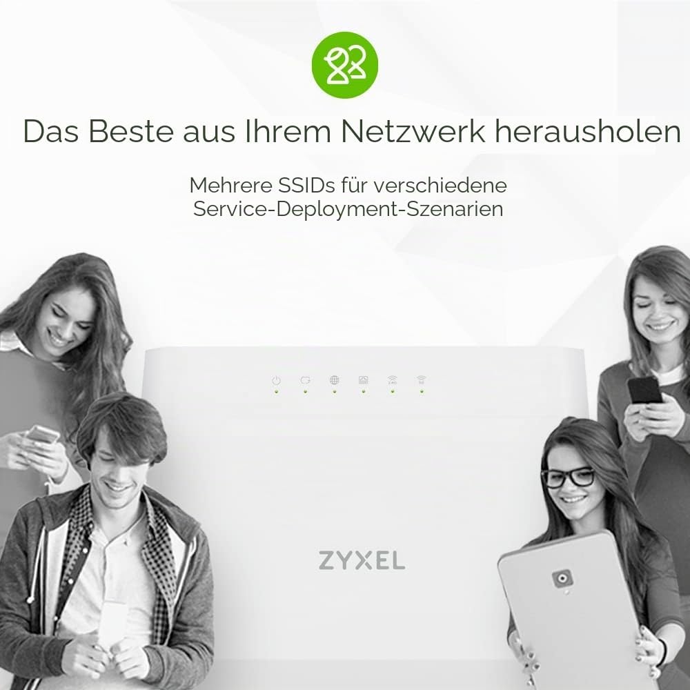 ZYXEL DX3301-T0-EU02V1F WiFi 6 AX1800 VDSL2 5-Port SUPER VECTORING Gateway (Upto 35B) and USB