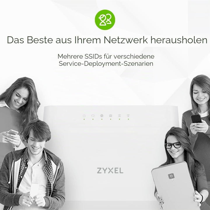 ZYXEL DX3301-T0-EU02V1F WiFi 6 AX1800 VDSL2 5-Port SUPER VECTORING Gateway (Upto 35B) and USB
