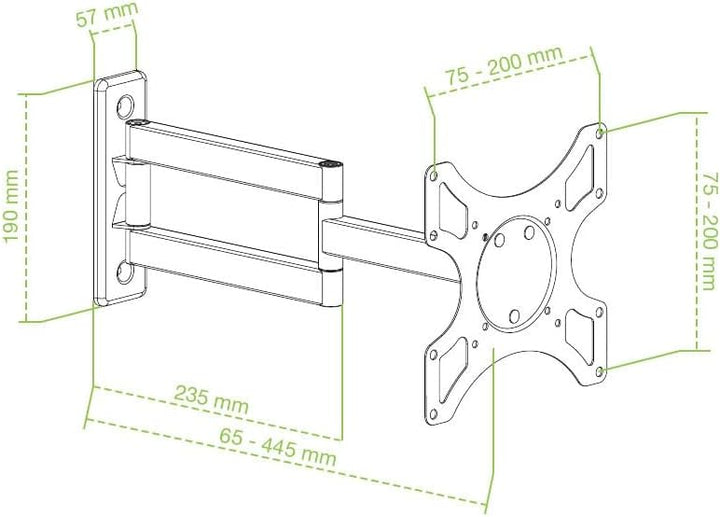 Techly ICA-LCD-2903 Wandhalterung LCD 48.26 cm (19 Zoll)-93.98 cm (37 Zoll) neig/drehbar 3 Gelenke S