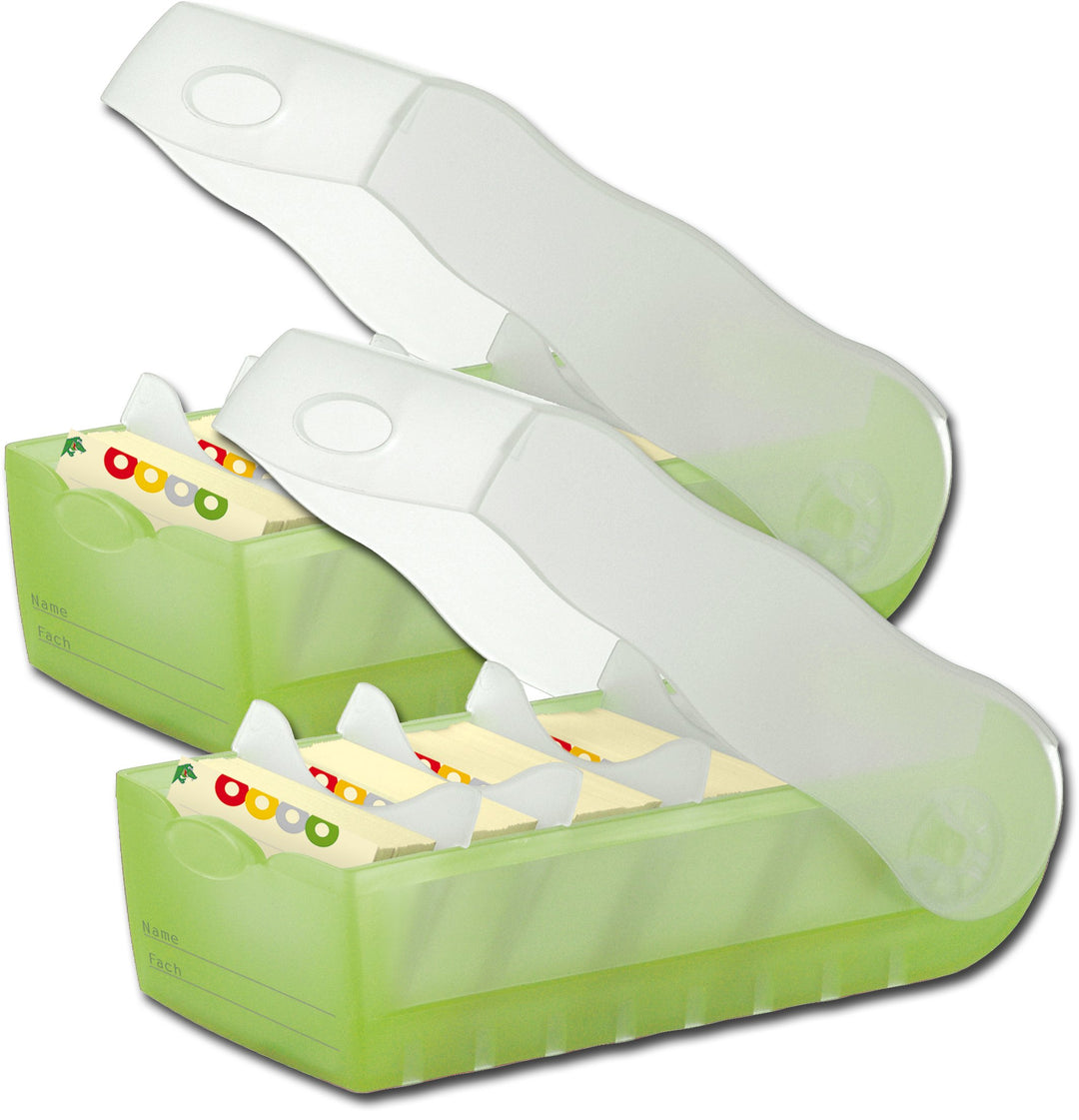 HAN Karteibox Croco A7, transl.-gelb mit 5 Stützen und 100 Karten (A7 | 2er Pack, Grün) A7 | 2er Pac