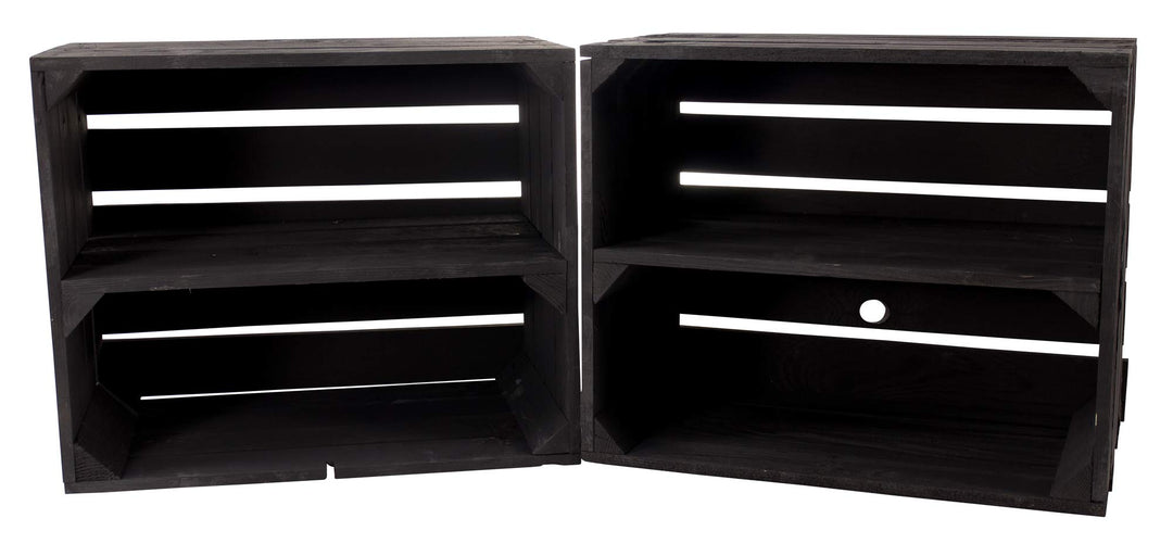 9er Set Neue Schwarze Obstkiste mit Zwischenboden 50cm x 40cm x 30cm Regal Holzregale Regalsystem We