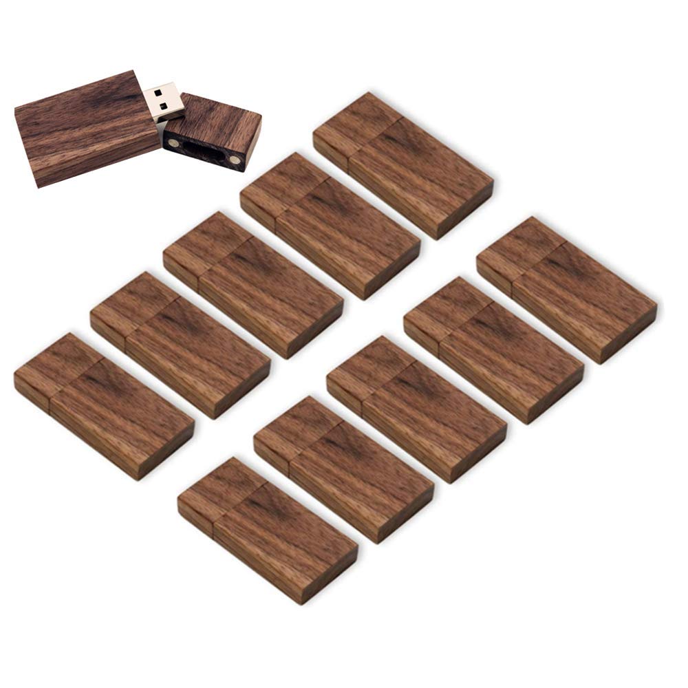 Anloter USB-Speicherstick, 32 GB, USB 2.0, Walnussholz, für Datum, High Speed 2.0, 10 Stück 32 GB 10