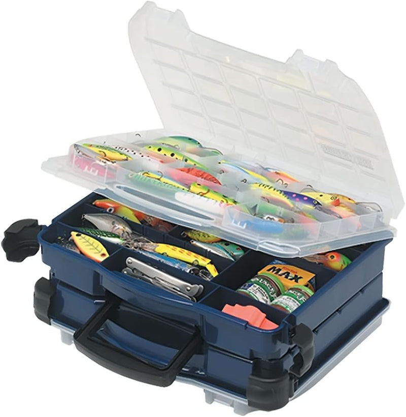 Plano Unisex Erwachsene 3952-SSI 2-seitige Doppel-Abdeckung Tackle Box, Blau/Transparent, Einheitsgr