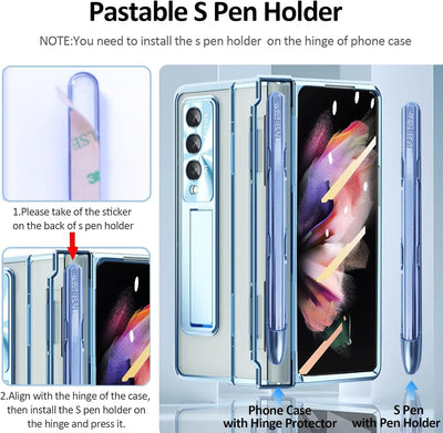 Miimall Handyhülle Kompatibel mit Samsung Galaxy Z Fold 3 Hülle mit S Pen, Transparent PC Schutzhüll