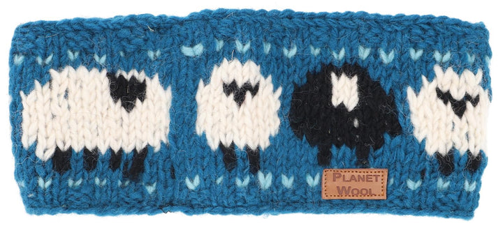 GURU SHOP Woll-Strick-Stirnband, Gestrickter Ohrenwärmer Sheep - Blau, Herren/Damen, Wolle 1 stück (