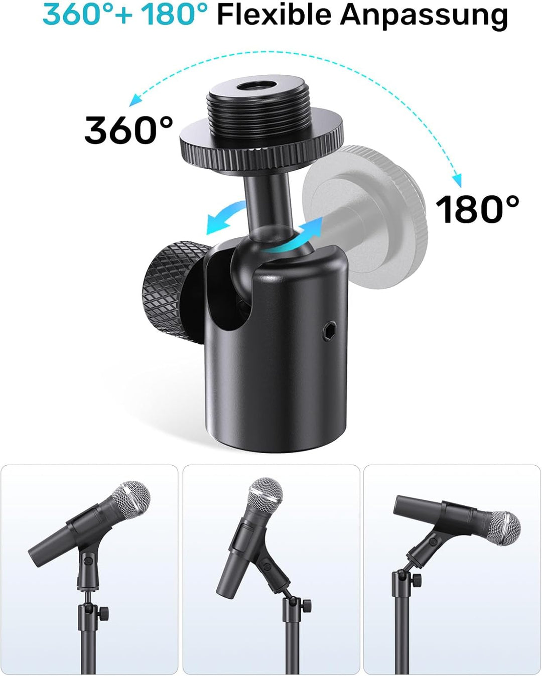 Mikrofon-Wandhalterung mit Kugelkopf – 180° und 360° Schwenkbar, 5/8„-27 Mikrofonflanschhalterung mi