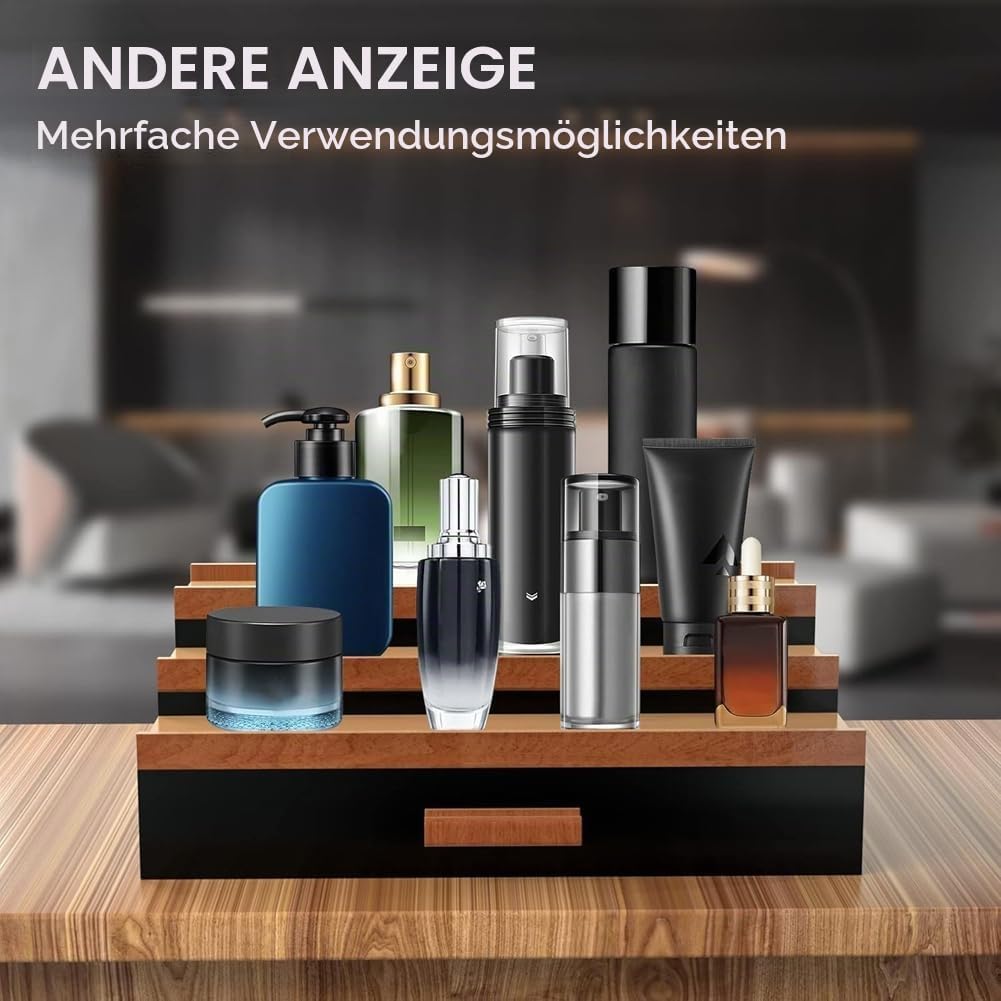 3 Tier Display Ständer, Parfüm Organizer, Abgestuftes Parfümständer Aufbewahrungsbox mit Versteckter