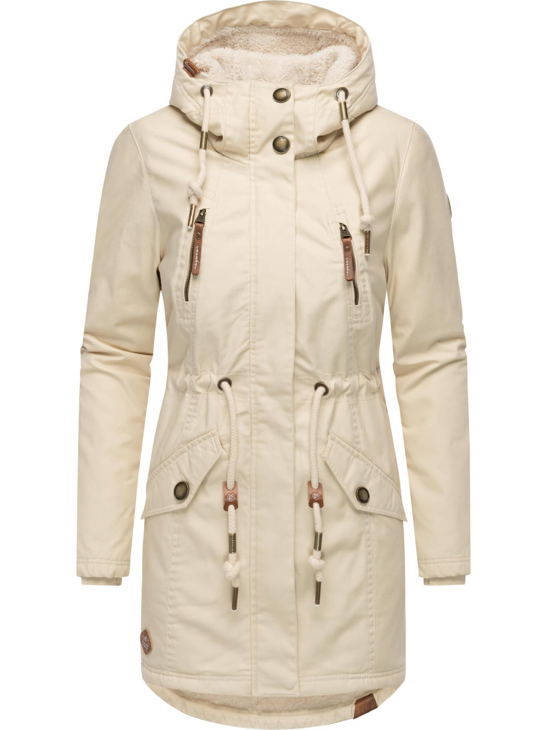 Ragwear Damen Mantel Lange warme Winterjacke mit Teddyfell-Kapuze Elsie Intl XS-5XL M Beige22, M Bei
