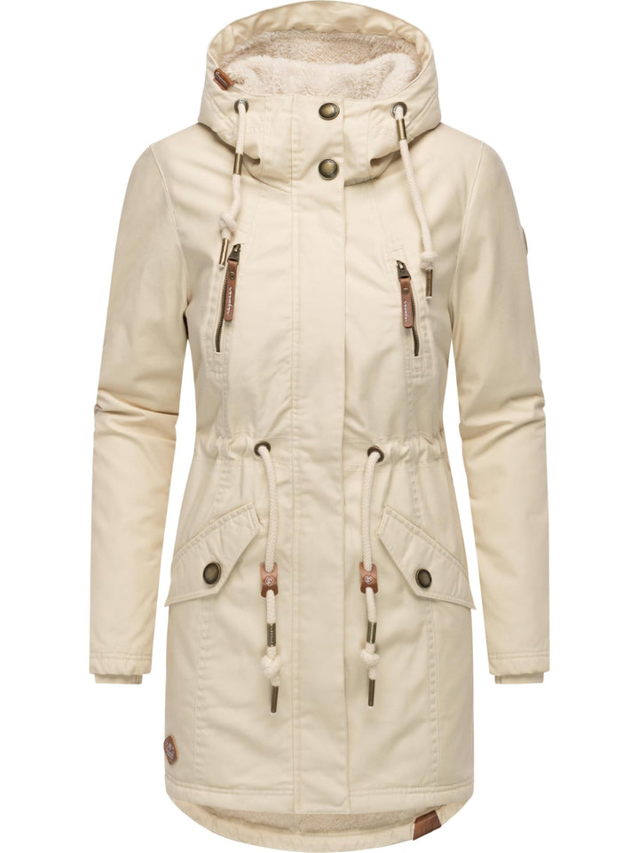 Ragwear Damen Mantel Lange warme Winterjacke mit Teddyfell-Kapuze Elsie Intl XS-5XL XL Beige22, XL B