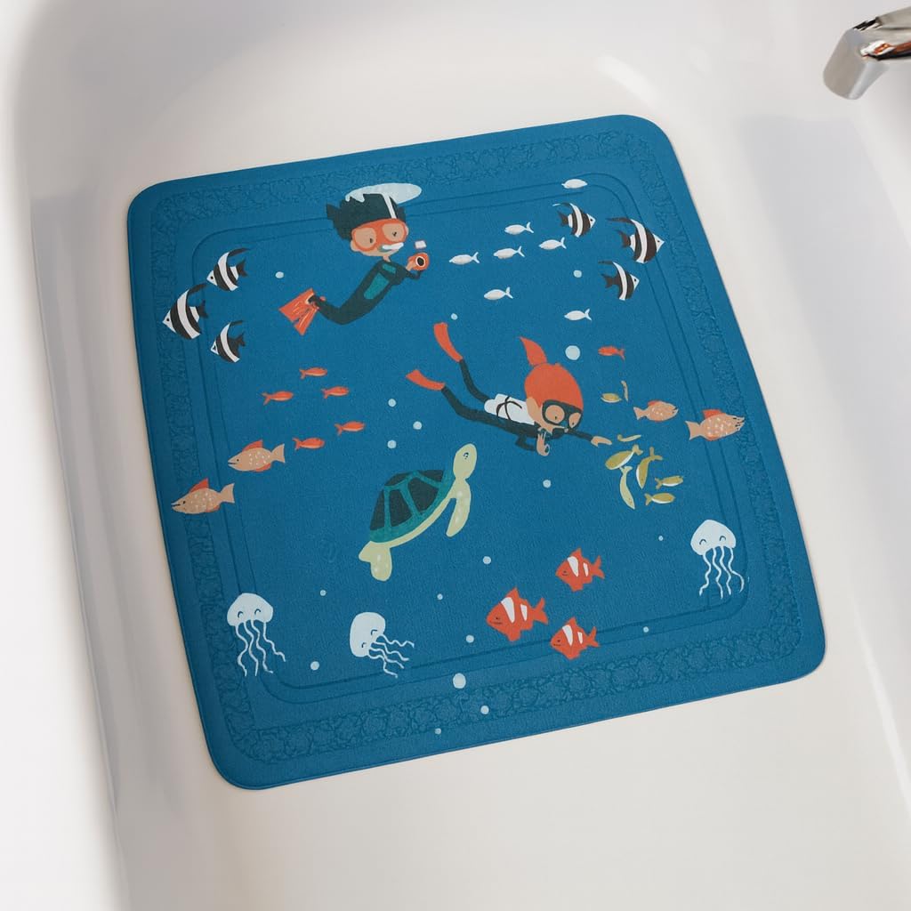 Spirella Duschmatte Badematte Kinder Duscheinlage antibakteriell rutschfest mit Saugnäpfen - Diver -