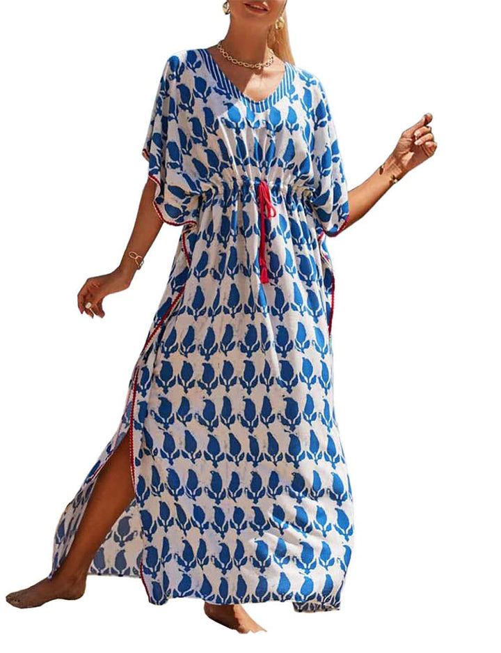 Bsubseach Damen Beachwear Türkische Kaftans Lange Strandkleid Caftan Beach Dress Weiss 2, Weiss 2