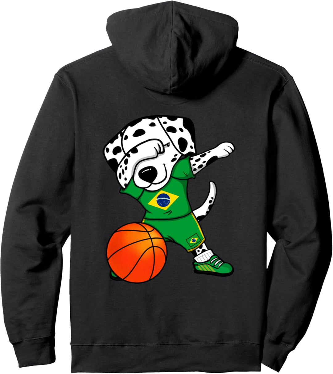 Dabbing Dalmatiner Brasilien Basketball Mannschaft Sport Pullover Hoodie