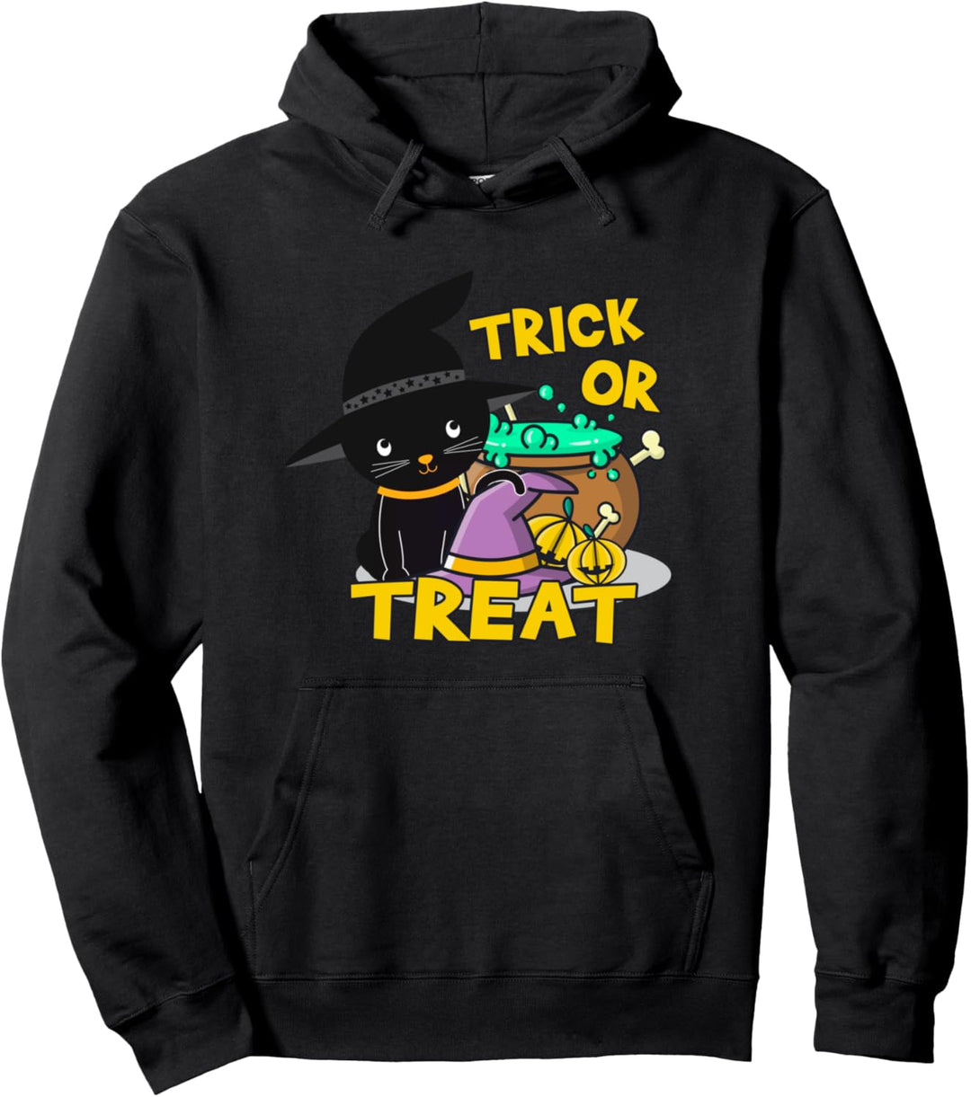 Schwarze Kitty-Hexe Happy Halloween Süsse Trick Or Treat Katz Pullover Hoodie