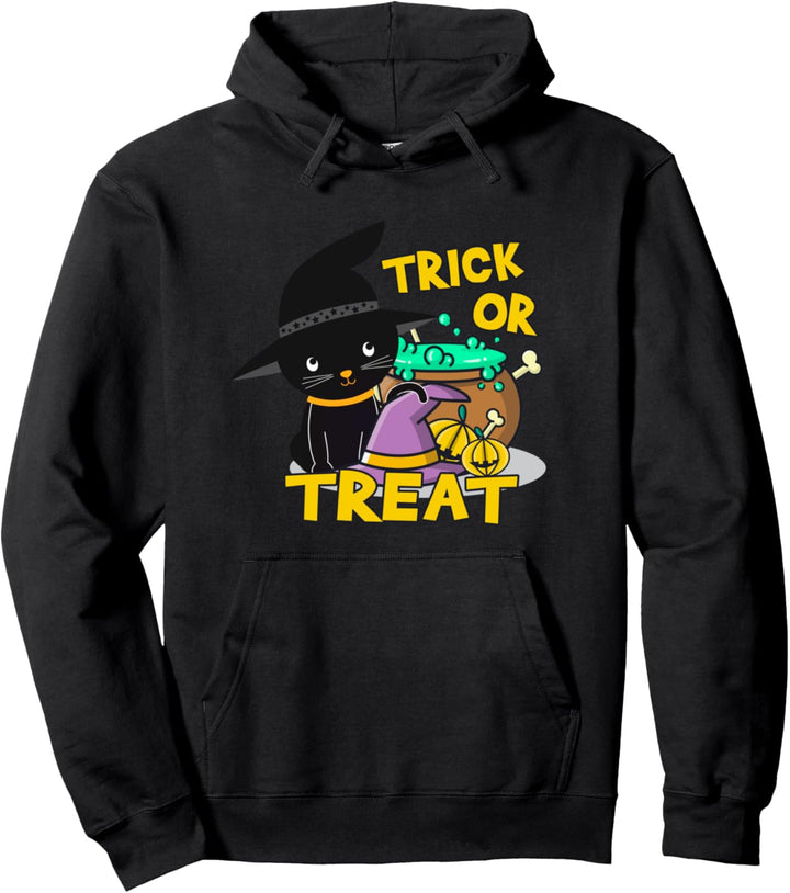 Schwarze Kitty-Hexe Happy Halloween Süsse Trick Or Treat Katz Pullover Hoodie