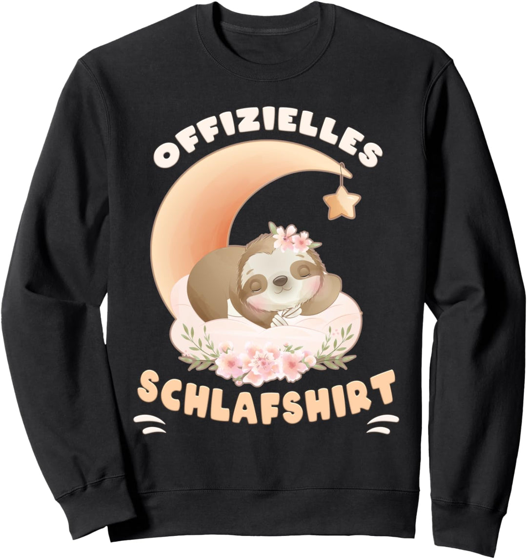 Offizielles Schlafshirt, Faultier, Blumen, Mond Sweatshirt
