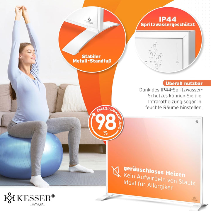 KESSER® Infrarotheizung Energiesparend Infrarot Standgerät & Wandmontage Elektroheizung 350W mit Fer