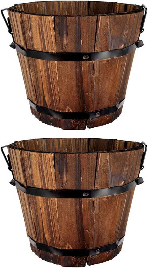 2st Blumentopf Pflanzer Für Whiskyfässer Pflanzgefässe Aus Holz Rustikale Aussendekoration Gartendek