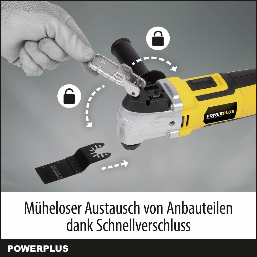 Powerplus Multitool POWX1347MC Multifunktionswerkzeug zum Schleifen, Schneiden &amp; Polieren - Schnellw