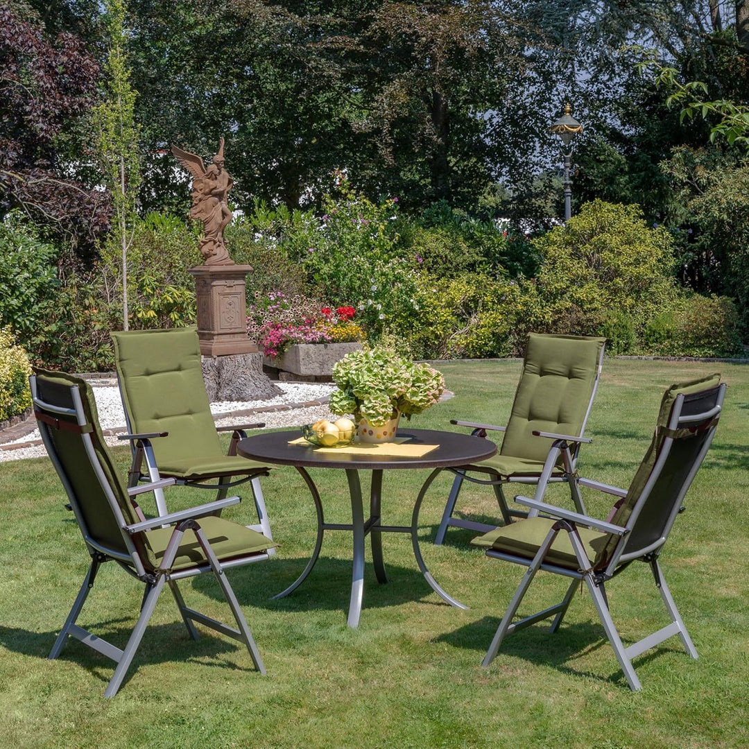 Beautissu 8er Set Gartenstuhlauflage 120x50x6 cm Loft HL Olivgrün – Hochlehner Polster Auflage, Sitz