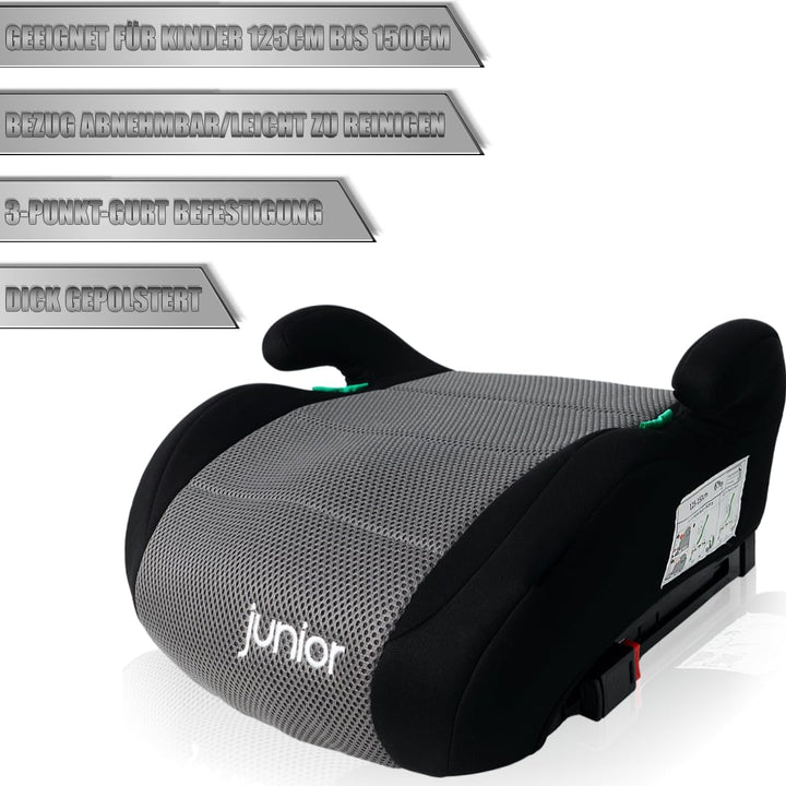 Sitzerhöhung mit ISOFIX Befestigungssystem i-Size Norm Kinder Auto Sitz 125 – 150 cm Körpergrösse EC
