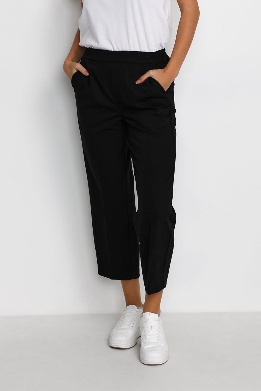 Kaffe Damen Hose Kaffe Women's Pants Tailored Cropped Wide Leg Seamline 32 Black Deep, 32 Black Deep