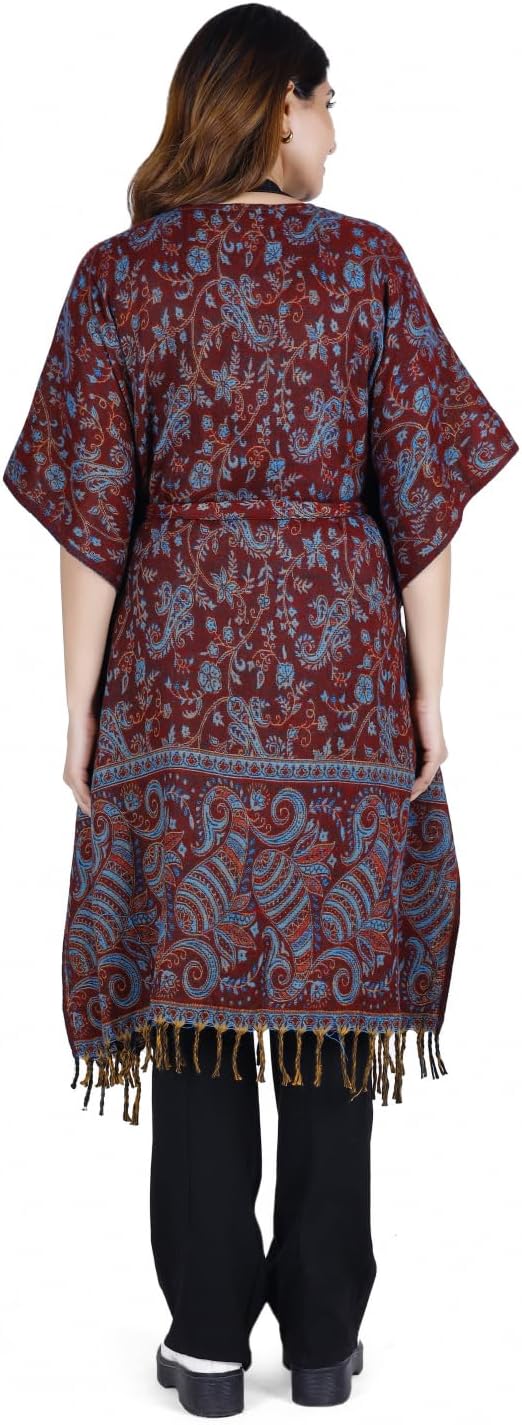 GURU SHOP Flauschiger Kimono Mantel, Kimonokleid, Kaftan, Poncho, Damen, Grün, Synthetisch, Size:40