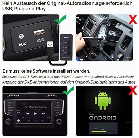 EZoneTronics DAB+ Digital Signal Receiver USB Adapter für Audi BMW Benz Volvo Ford Peugeot Citroen D