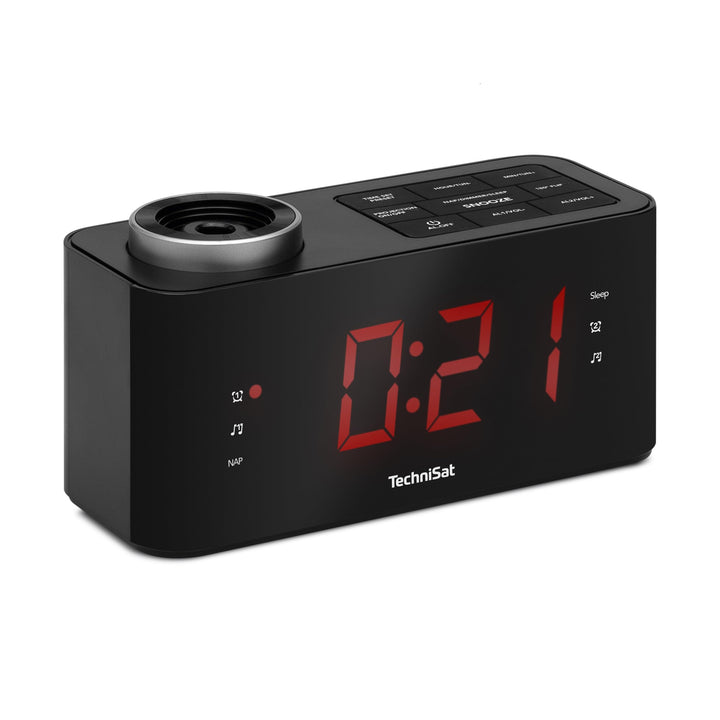 TechniSat DIGICLOCK 3 – UKW Projektionswecker für Schlafzimmer (180° Projektor, Zwei Weckzeiten, Sch