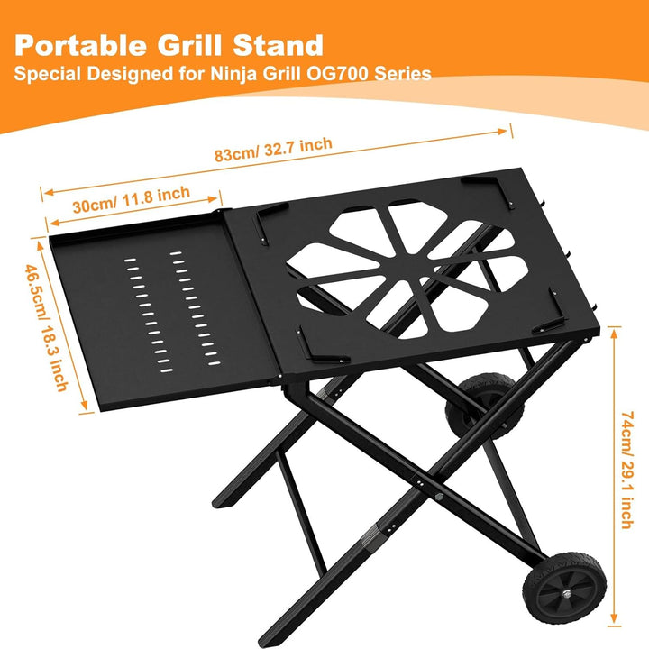 Faltbarer Grillständer für Ninja Woodfire OG701, Aussenbereich Klapptisch Grillwagen, Beweglicher St