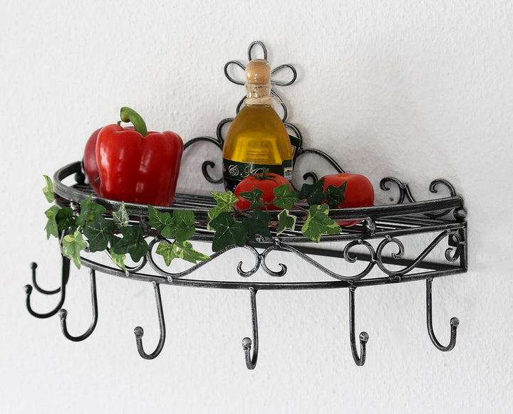 DanDiBo Wandregal 09919 Wandkonsole 50 cm Küchenregal aus Metall Topfhänger Kräuterregal