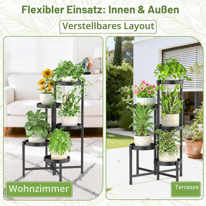 iDavosic.ly 5 Etagen Metall Pflanzenständer Blumentopfständer, Mehrstöckig Pflanzenregal Blumenregal