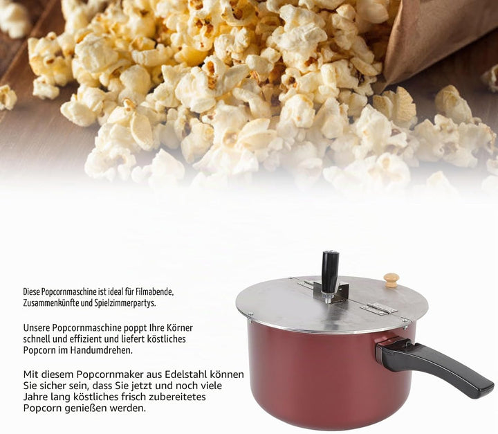 Edelstahl Popcorn Popper, Herdplatte Popcorn Maker handbetrieben, kompaktes Design, Popcorn Topf mit