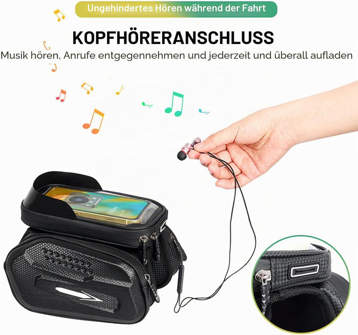Fahrrad Rahmentasche Wasserdicht Fahrradtasche Rahmen Handytasche mit TPU Sensitivem Touchscreen für