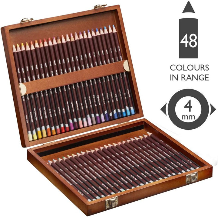 Derwent Coloursoft Buntstifte, Zeichnen & Schreiben, 48er-Set in einer Geschenk-Box aus Holz, Ideal