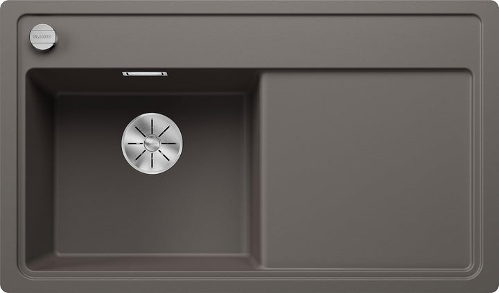 BLANCO ZENAR 45 S-F | SILGRANIT vulkangrau | Einbauart: Flächenbündig | Hauptbecken links | mit Abla